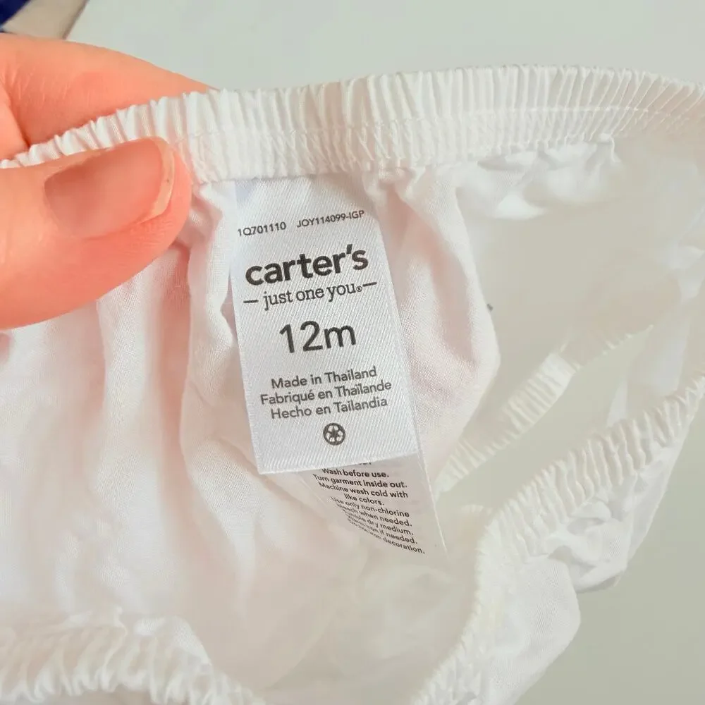 Carter's White Diaper Cover Bloomers - Baby 12 Months
